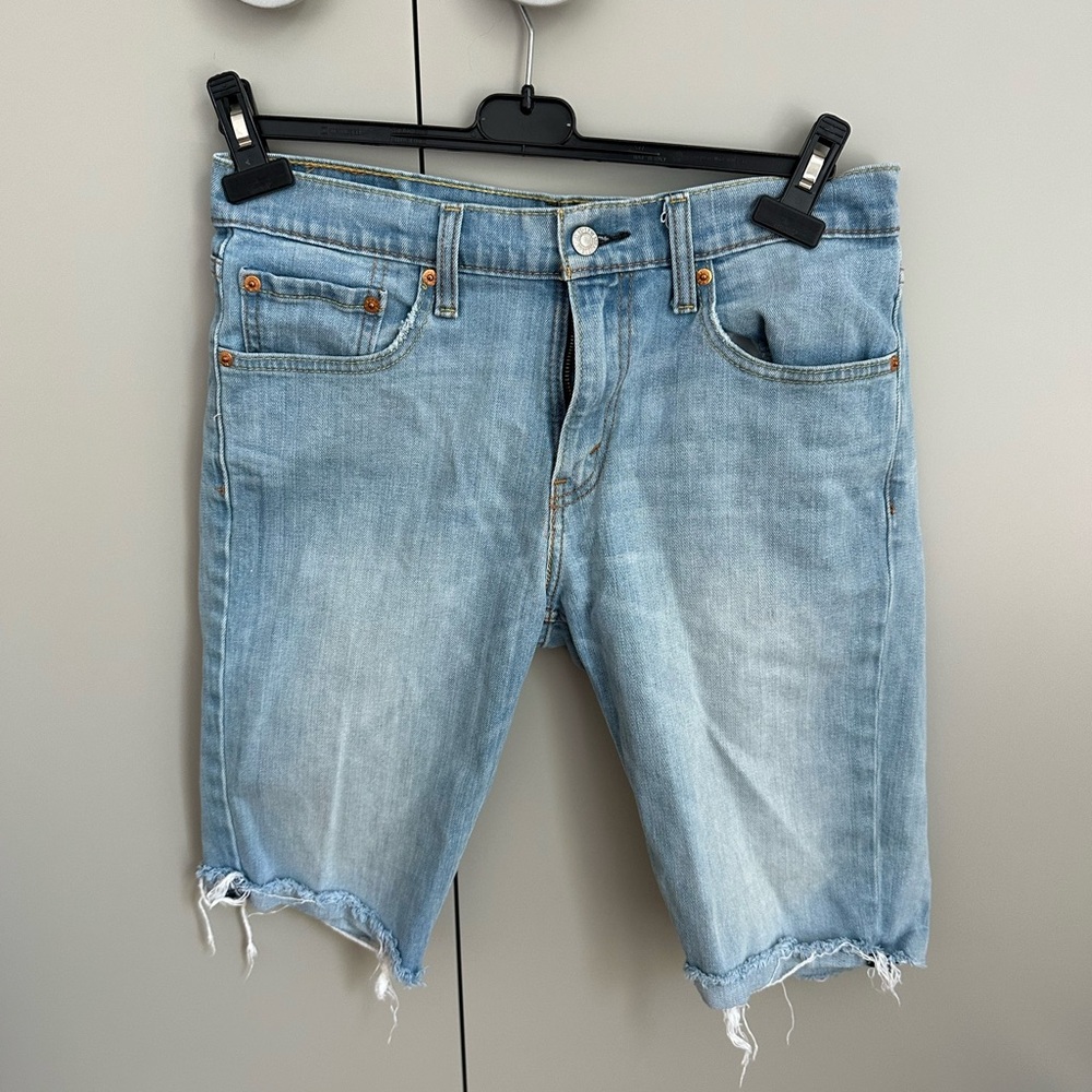 Levi's Blue Jean Shorts Distressed Raw Hem